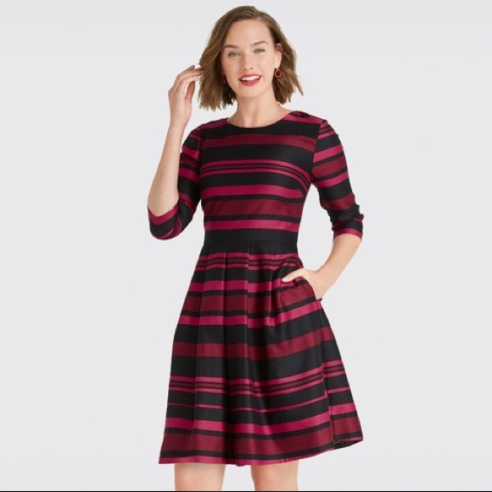 Draper James Collection Striped Pink & Black Dress